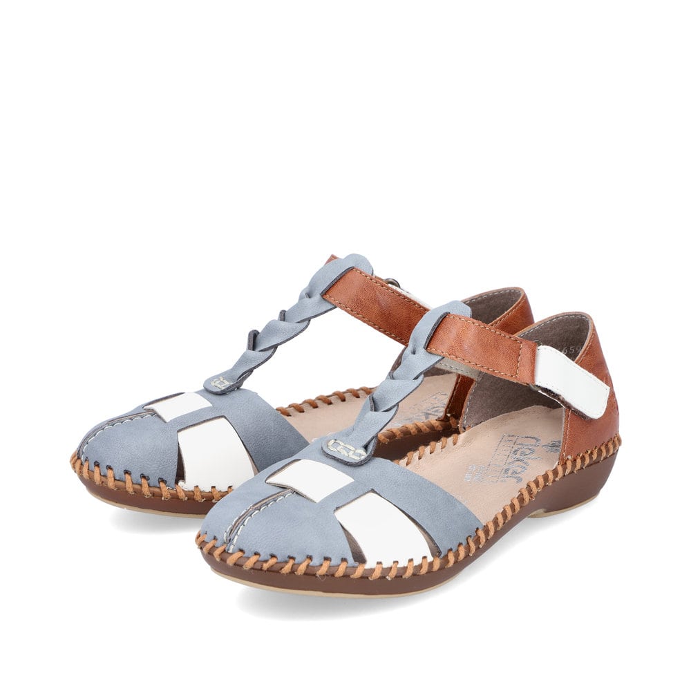 Rieker Damen Riemchensandalen himmelblau-nussbraun