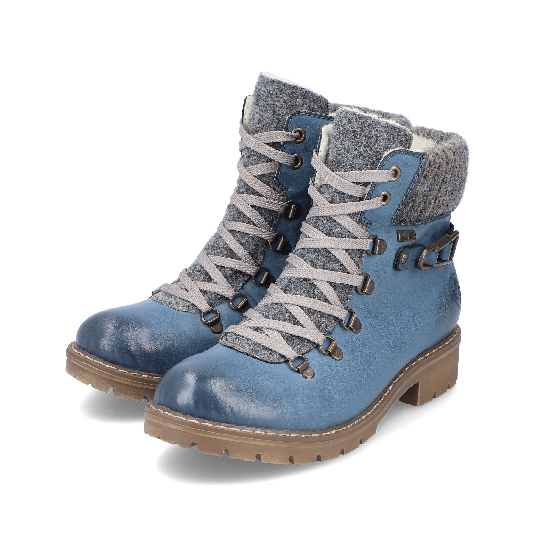 Rieker Damen Schnürstiefel schieferblau