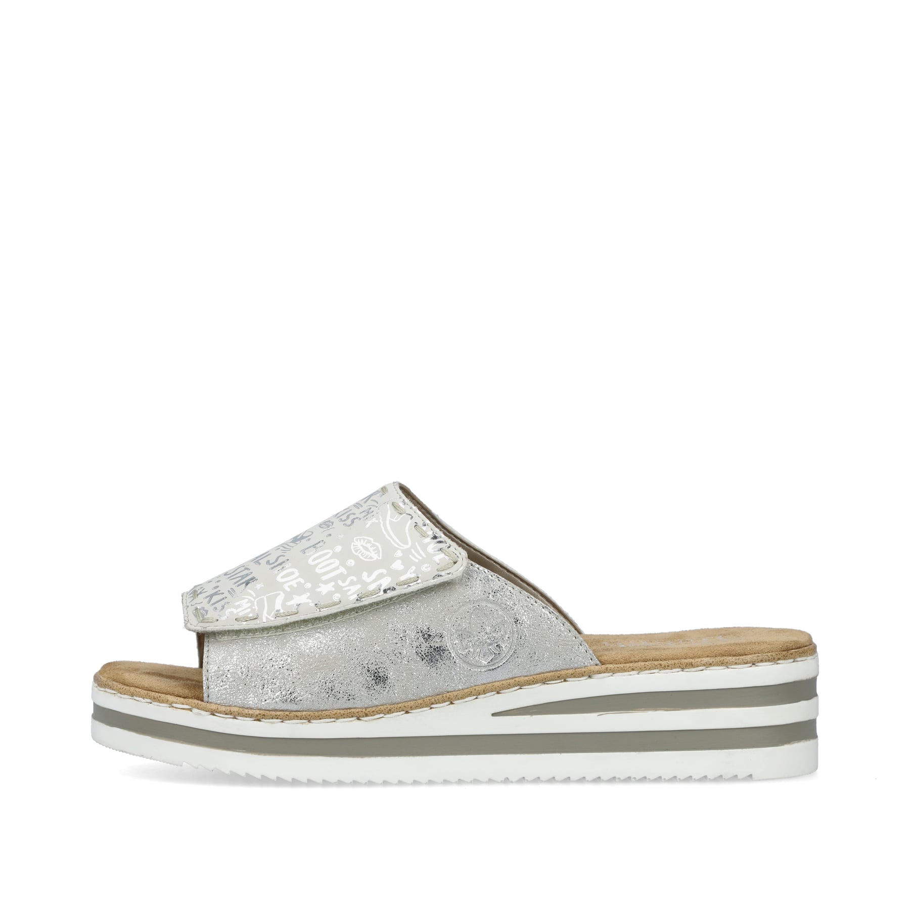 Rieker Damen Pantoletten silber-metallic