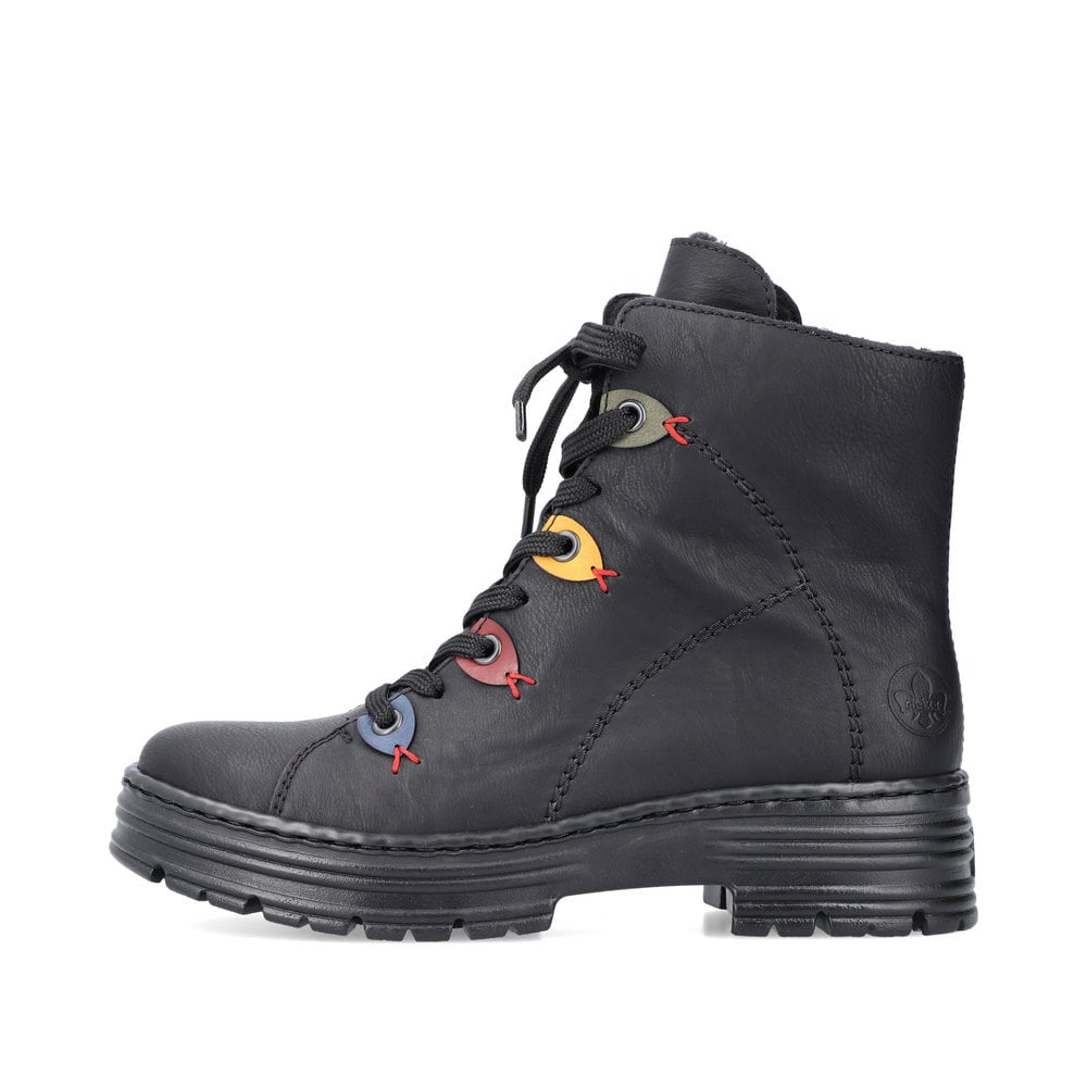 Rieker Damen Schnürstiefel tiefschwarz