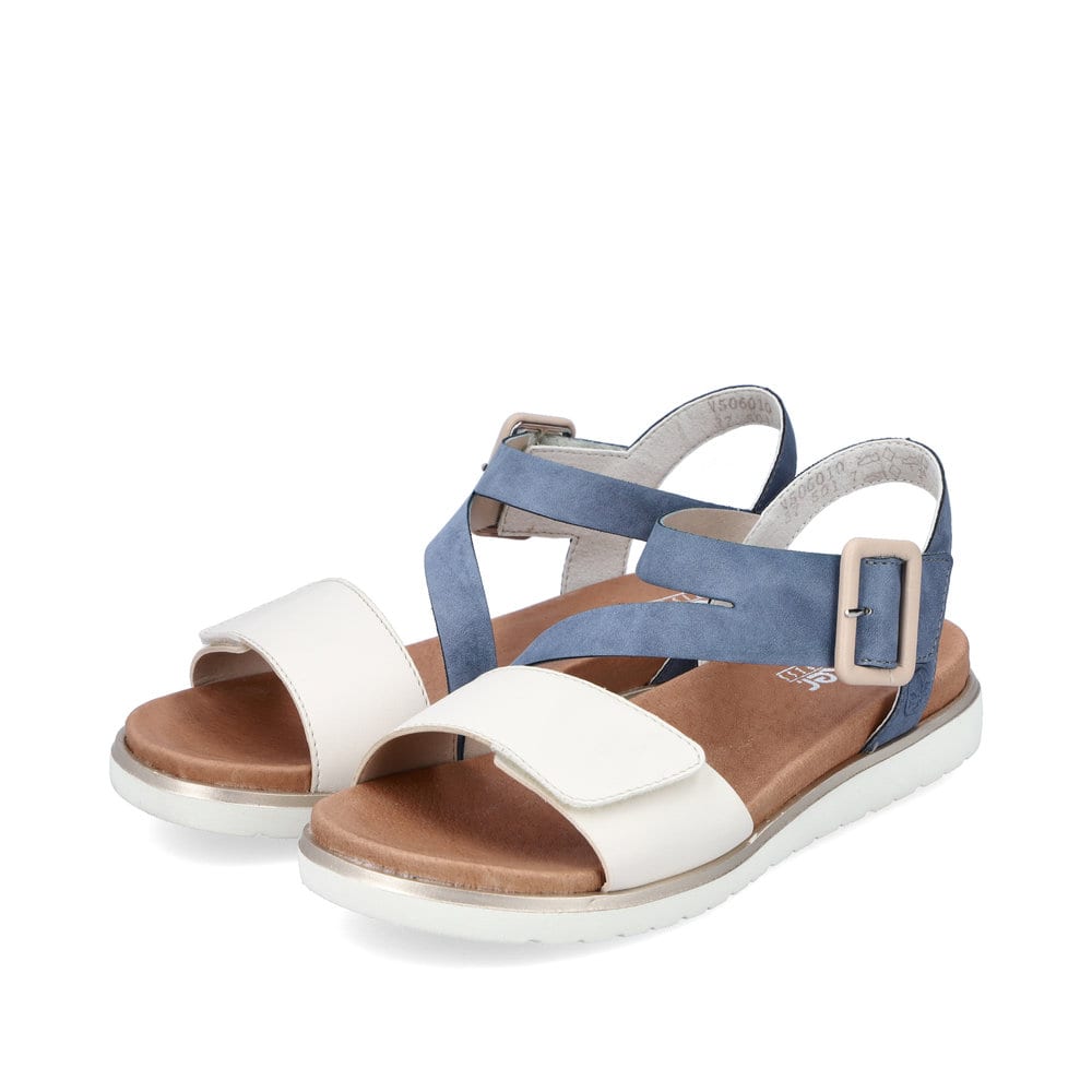 Rieker Damen Riemchensandalen pazifikblau-altweiß