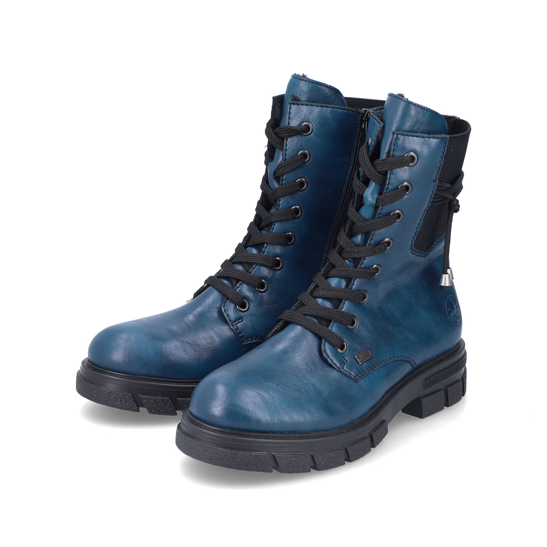 Rieker Damen Biker Boots petrol-schwarz
