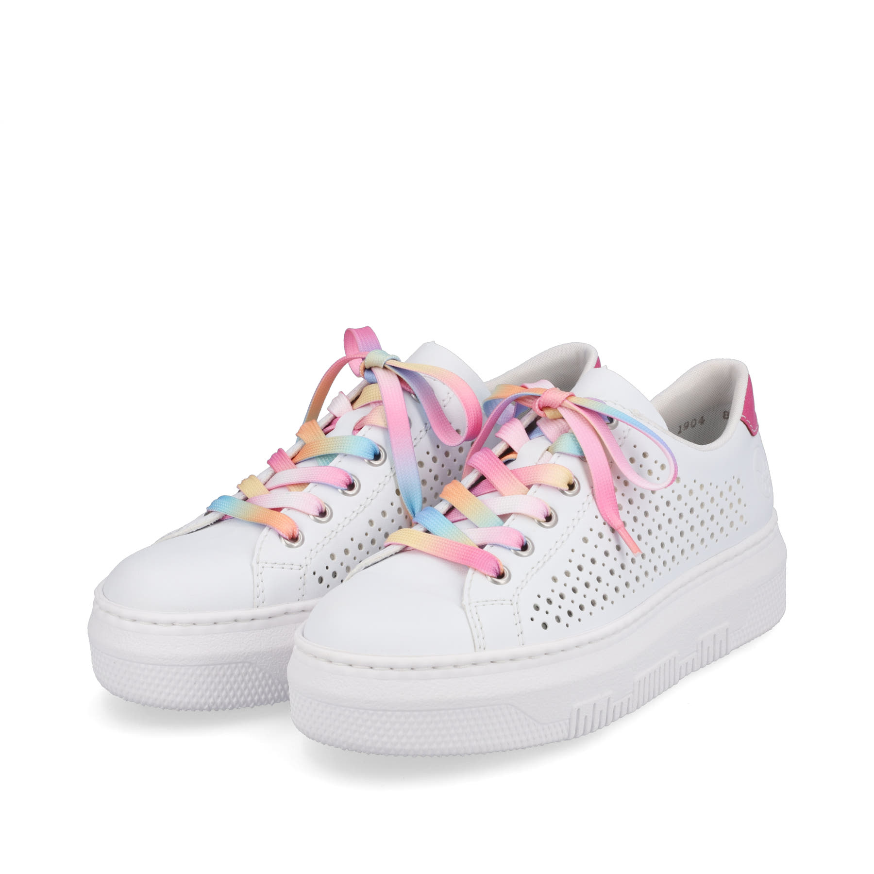 Rieker Damen Sneaker cremeweiß-flamigorosa