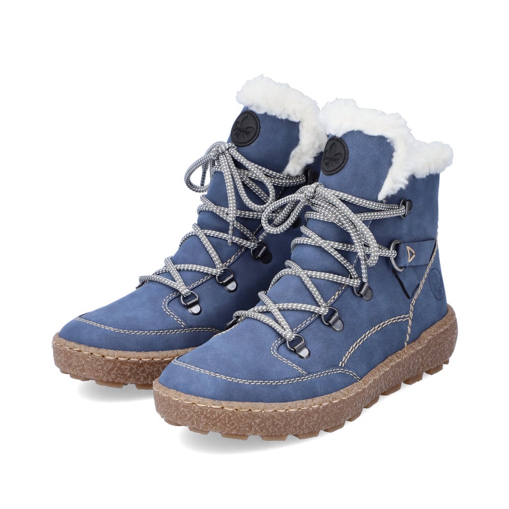 Rieker Damen Schnürstiefel himmelblau