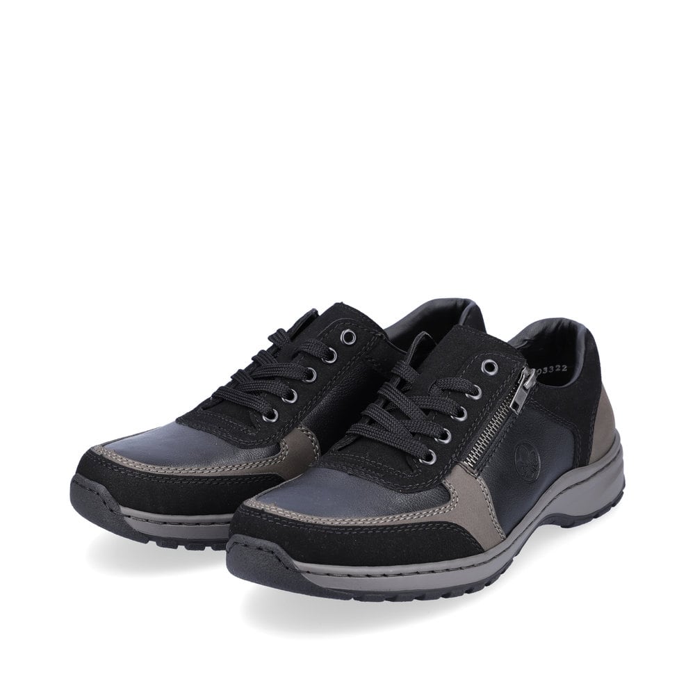 Rieker Herren Schnürschuhe asphaltschwarz