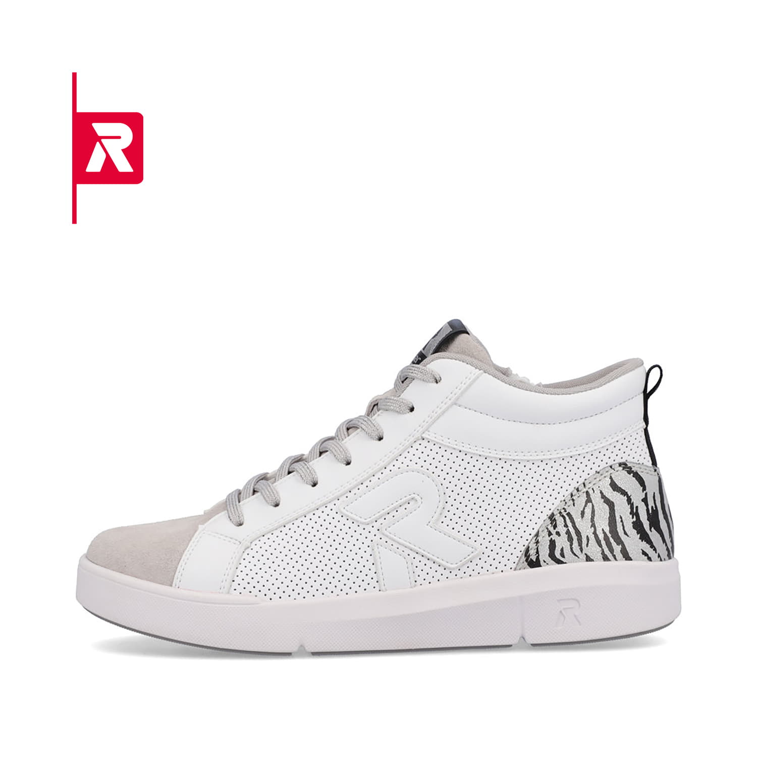 Rieker EVOLUTION Damen Sneaker swan-white arctic-grey zebra