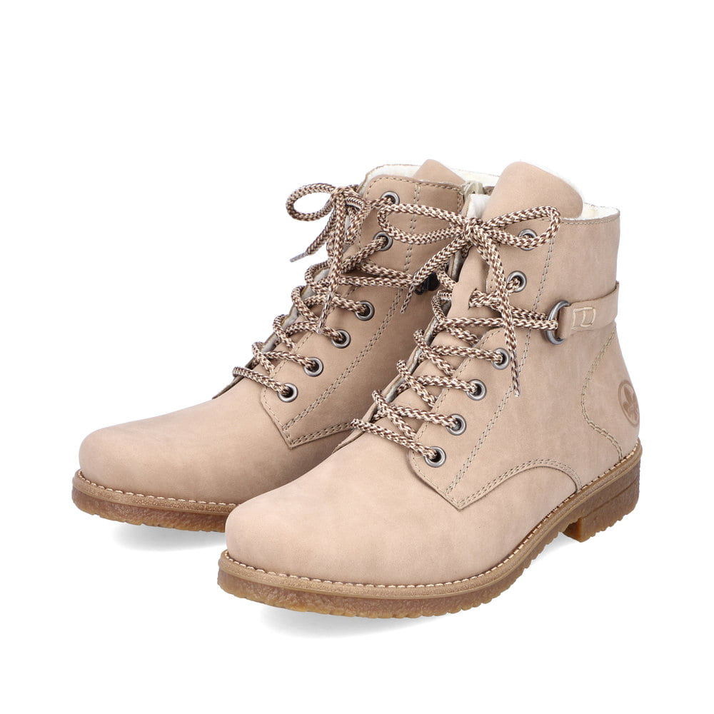 Rieker Damen Schnürstiefel sandbeige