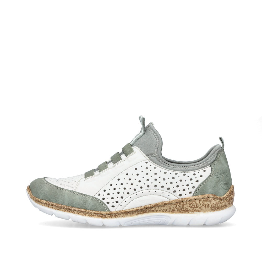 Rieker Damen Slipper sternenweiß-mintgrün