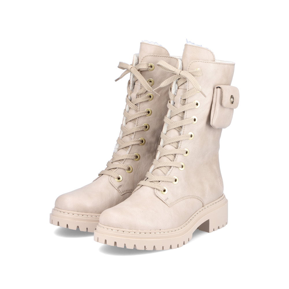 Rieker Damen Biker Boots cremebeige