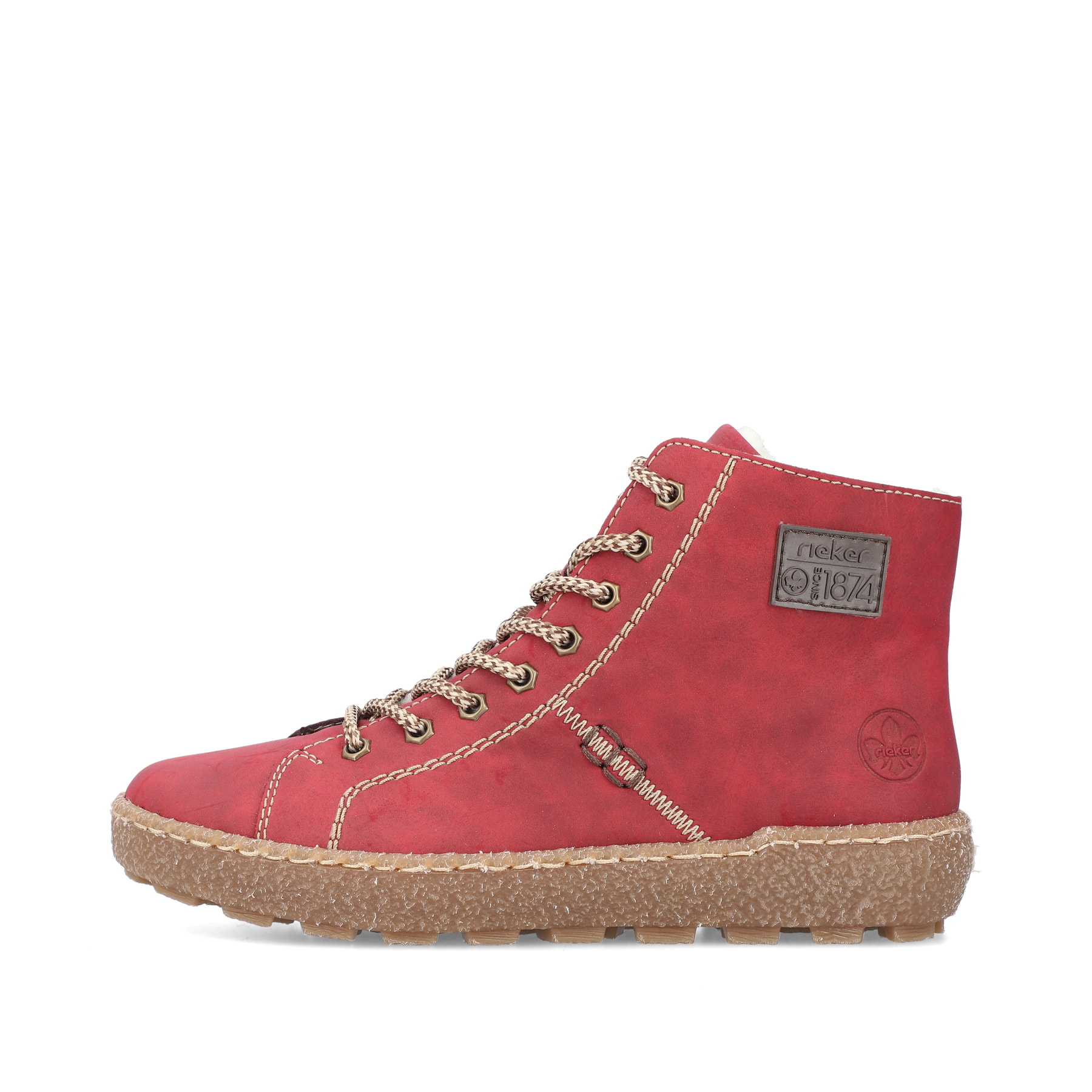 Rieker Damen Schnürstiefel erdbeerrot