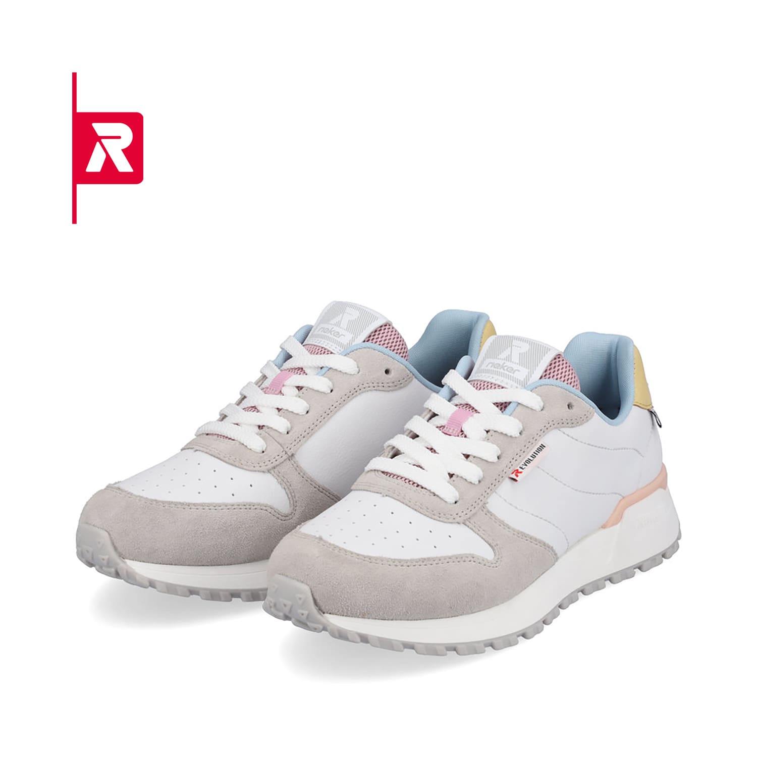 Rieker EVOLUTION Damen Sneaker swan-white stone-grey