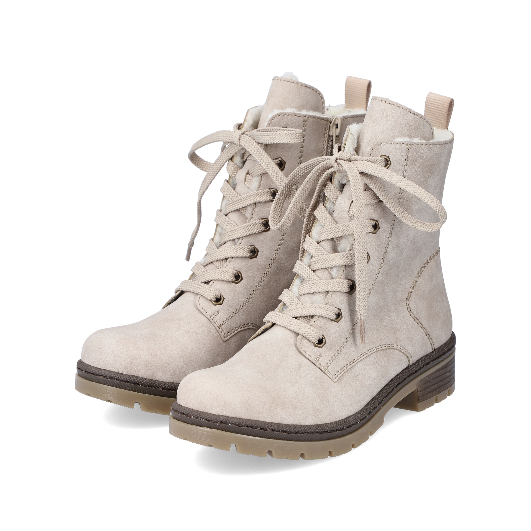 Rieker Damen Schnürstiefel hellbeige
