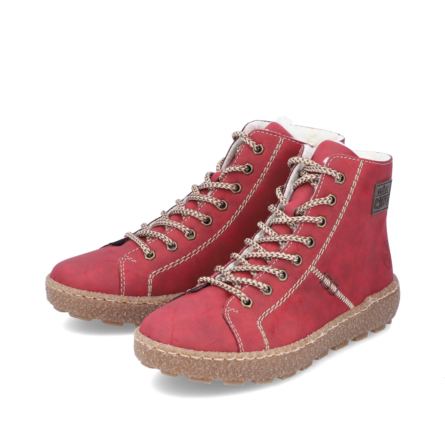 Rieker Damen Schnürstiefel erdbeerrot