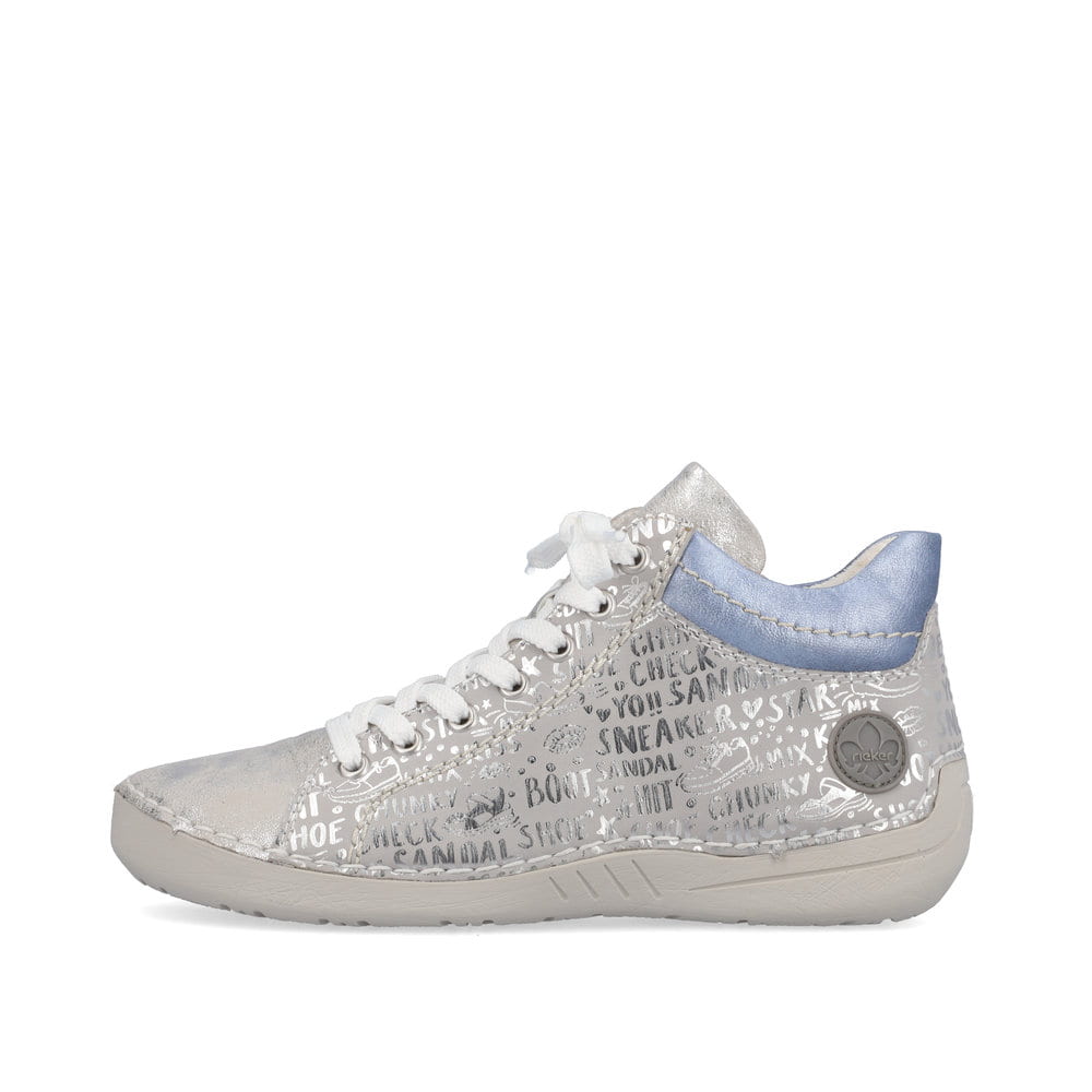 Rieker Damen Schnürschuhe silbergrau-himmelblau