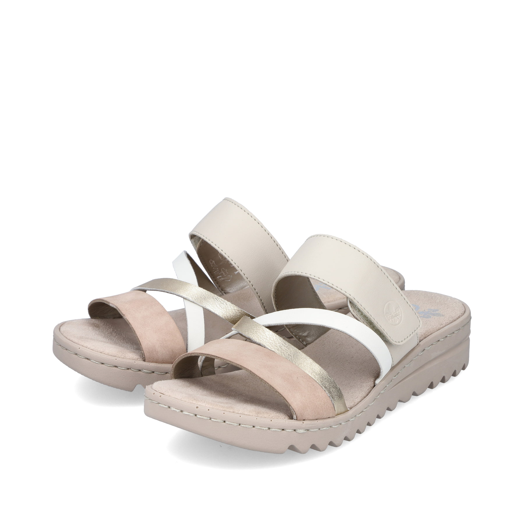 Rieker Damen Pantoletten champagner-zartrosa