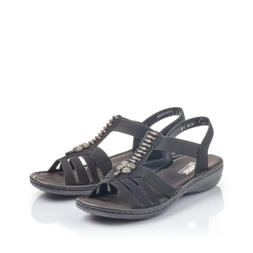 Rieker Damen Riemchensandalen tiefschwarz