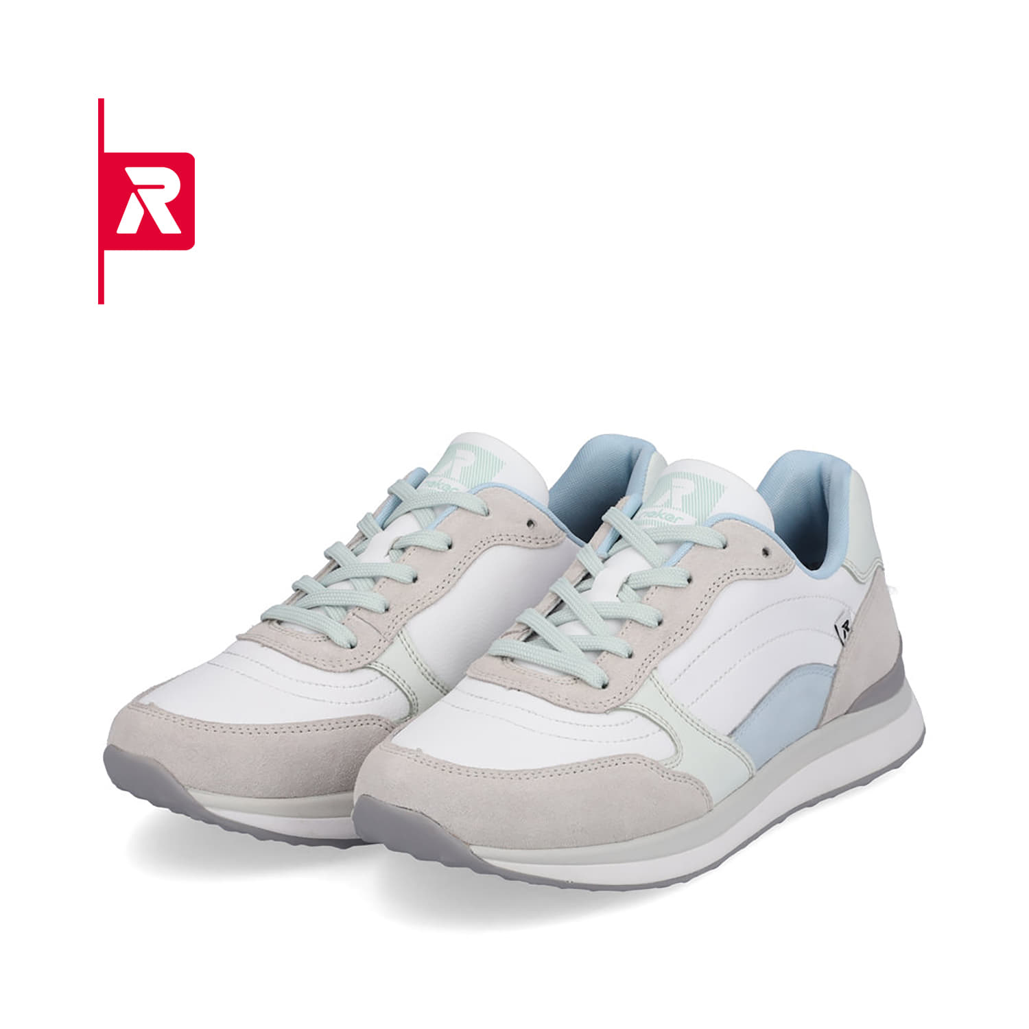Rieker EVOLUTION Damen Sneaker swan-white clay-beige ice-blue