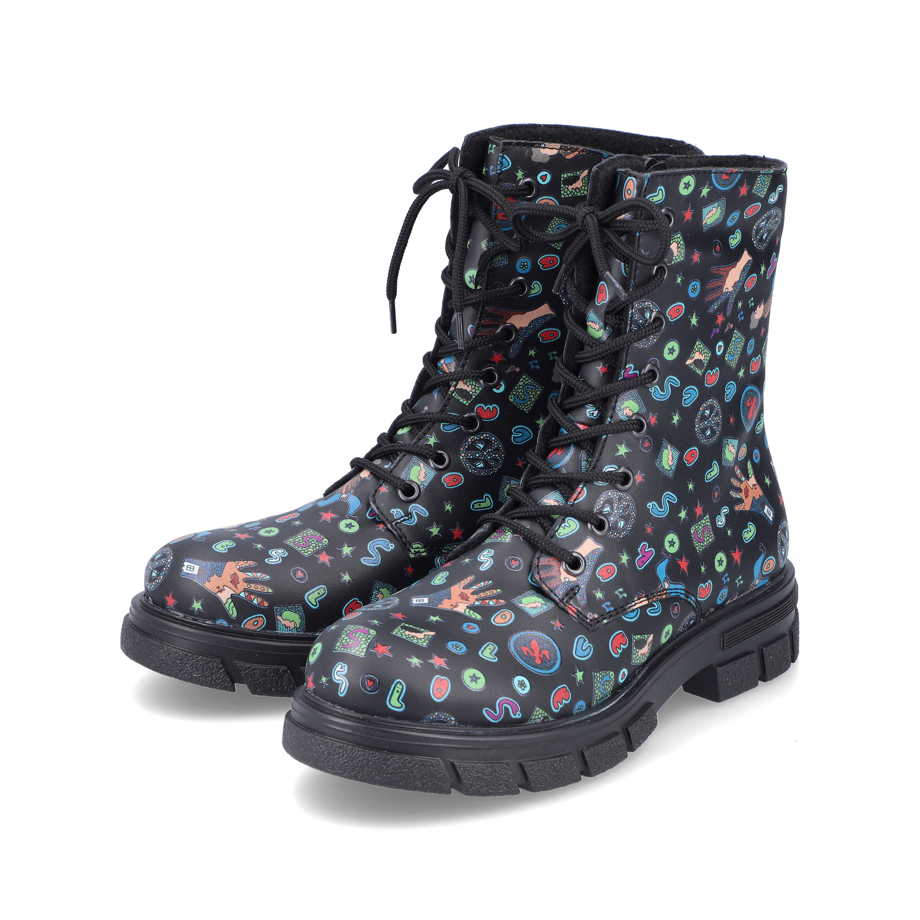 Rieker Damen Biker Boots multi-schwarz