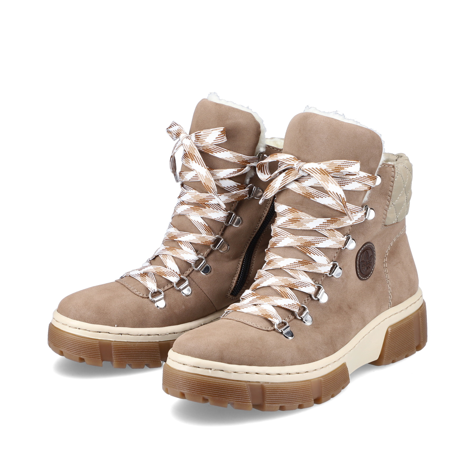 Rieker Damen Schnürstiefel cremebeige