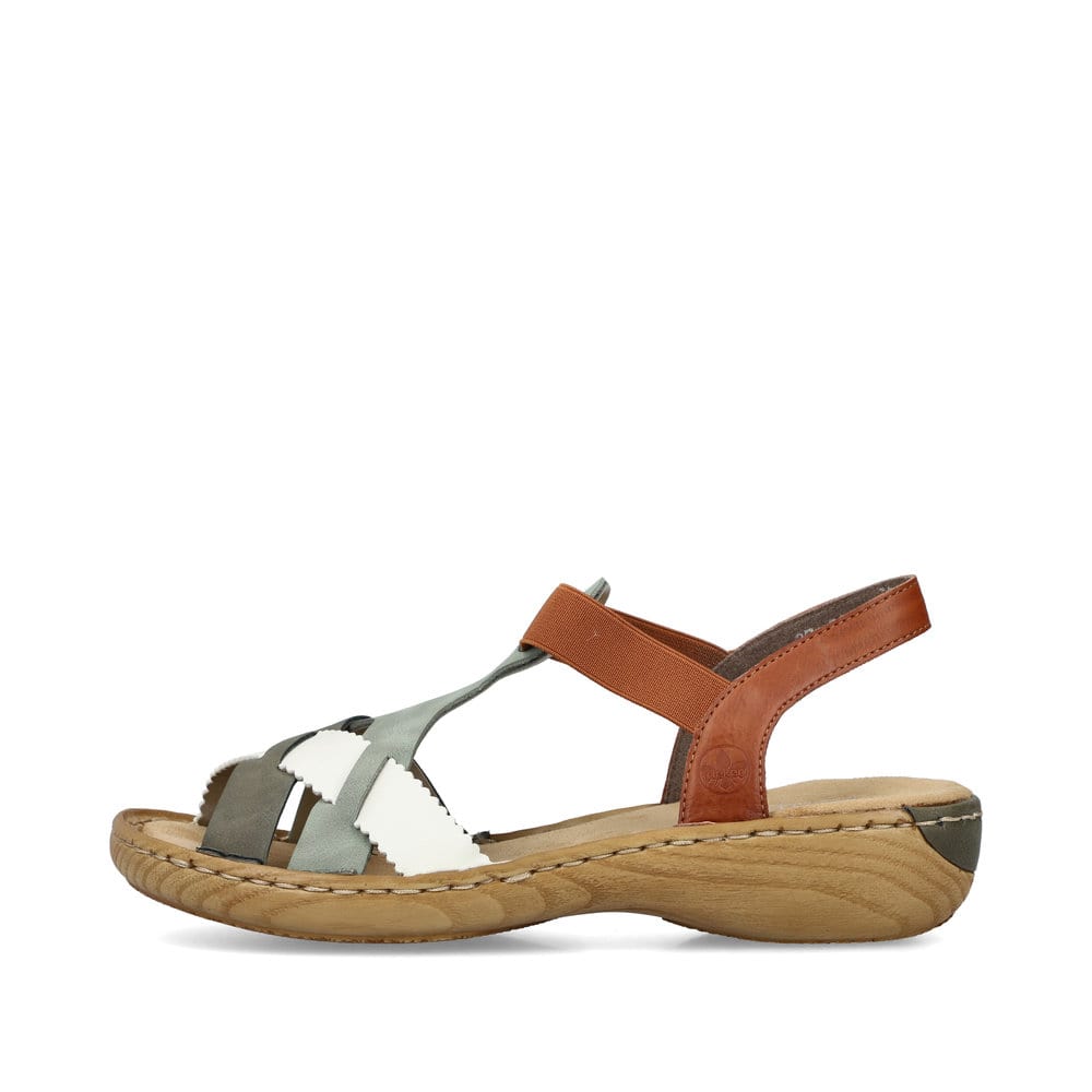 Rieker Damen Riemchensandalen mintgrün-nussbraun-edelweiß