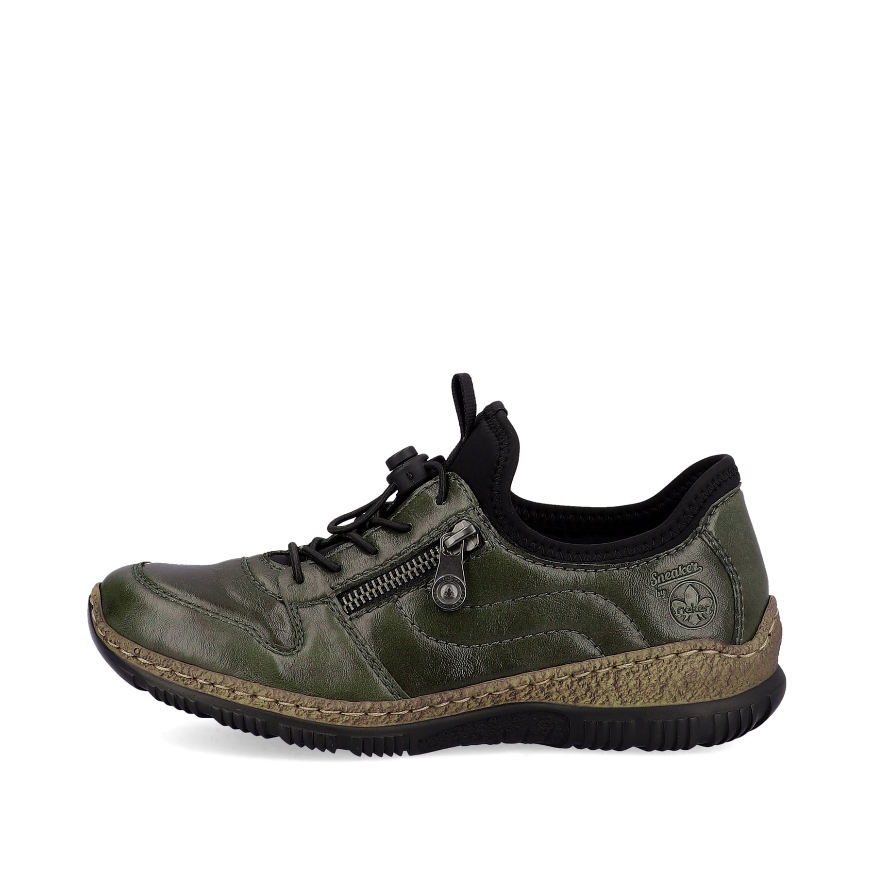 Rieker Damen Slipper graugrün-schwarz