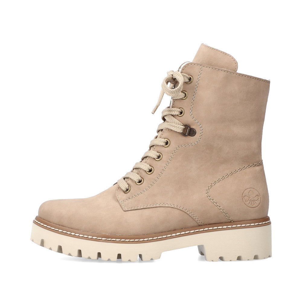 Rieker Damen Schnürstiefel cremebeige