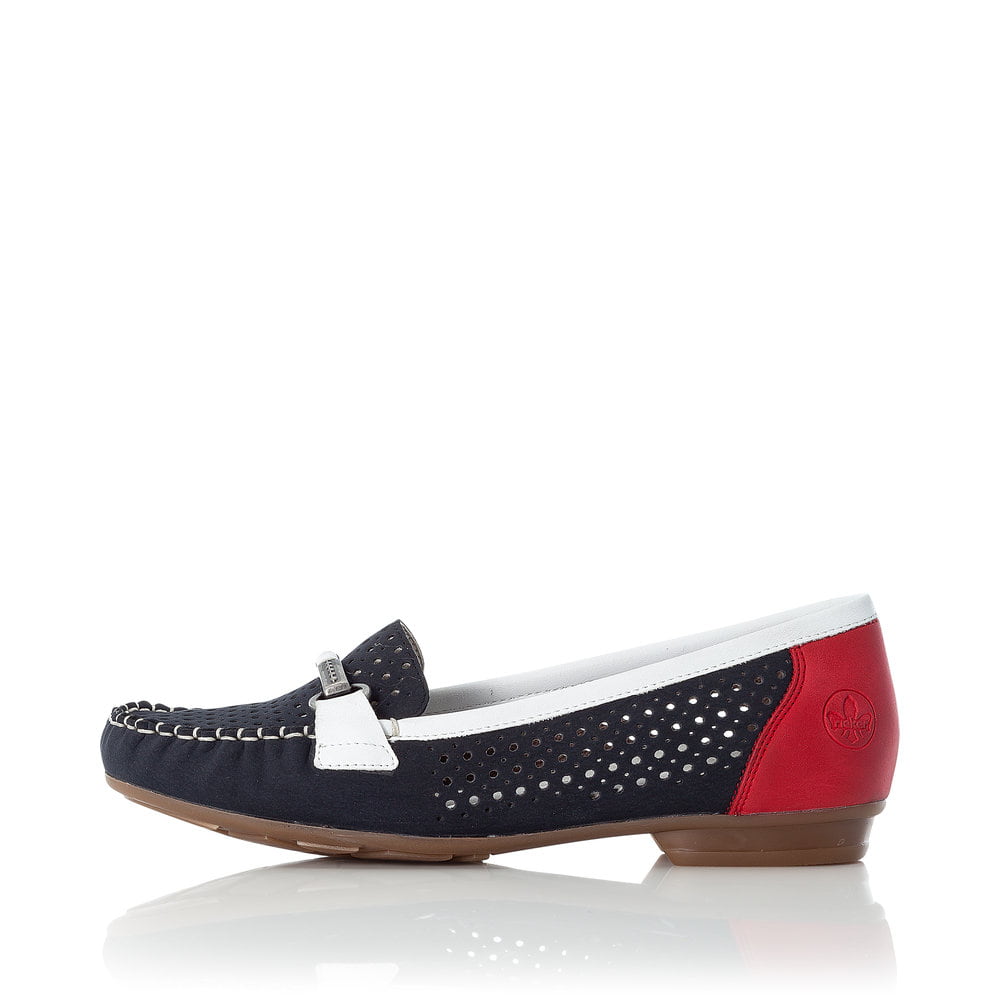 Rieker Damen Ballerinas ozeanblau-feuerrot