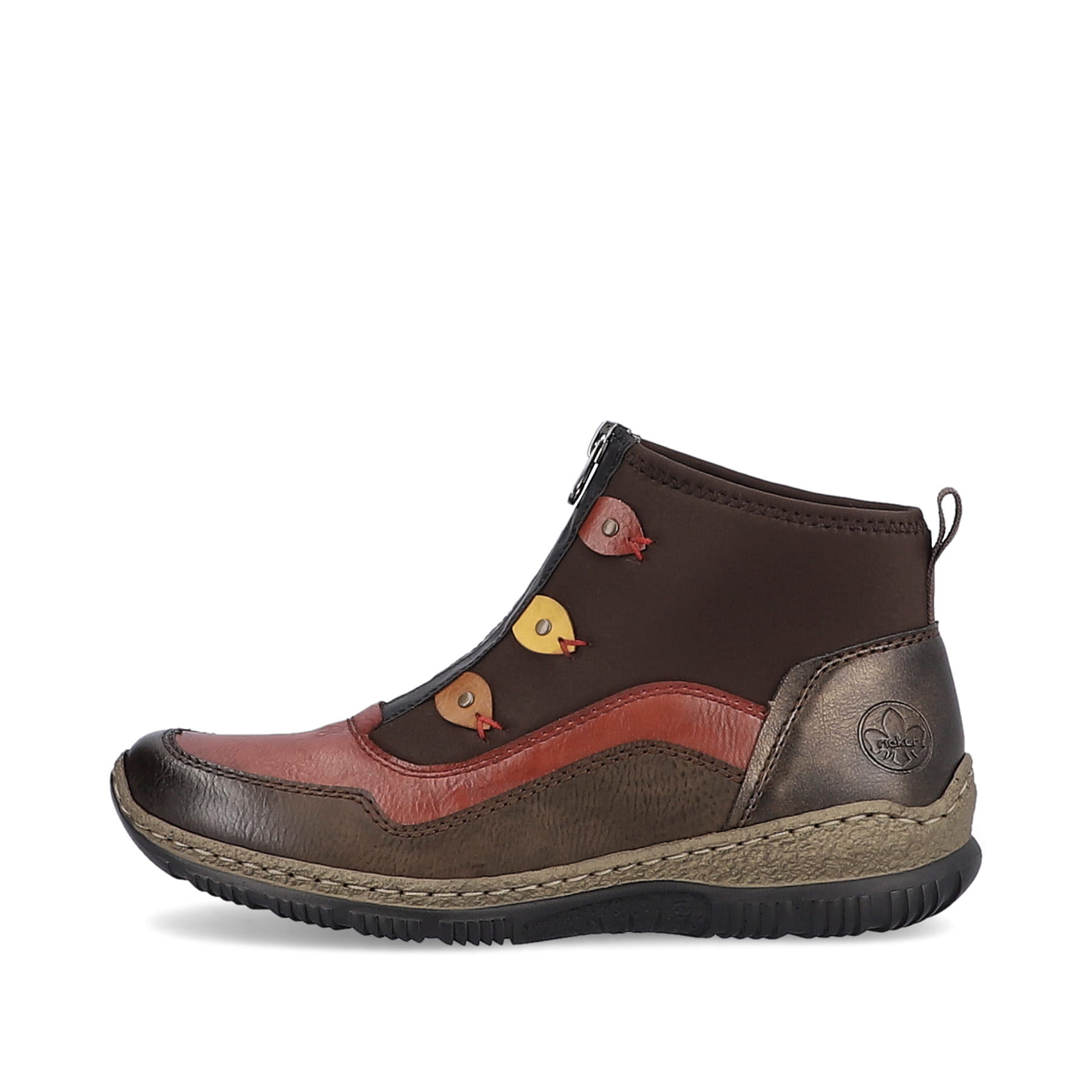 Rieker Damen Slipper schwarz-weinrot