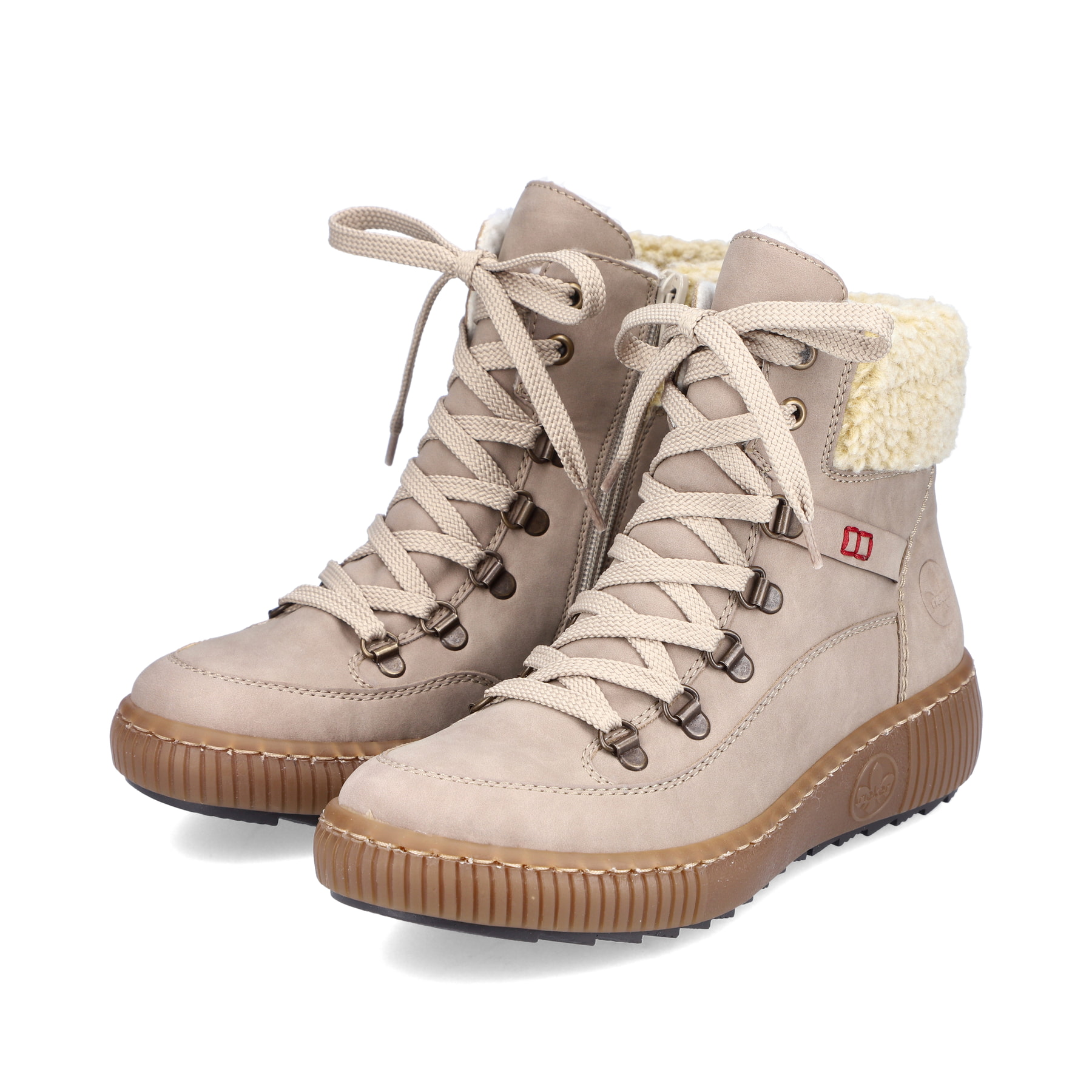 Rieker Damen Schnürstiefel cremebeige