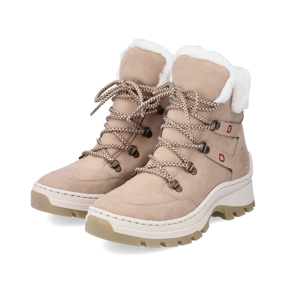 Rieker Damen Schnürstiefel cremebeige
