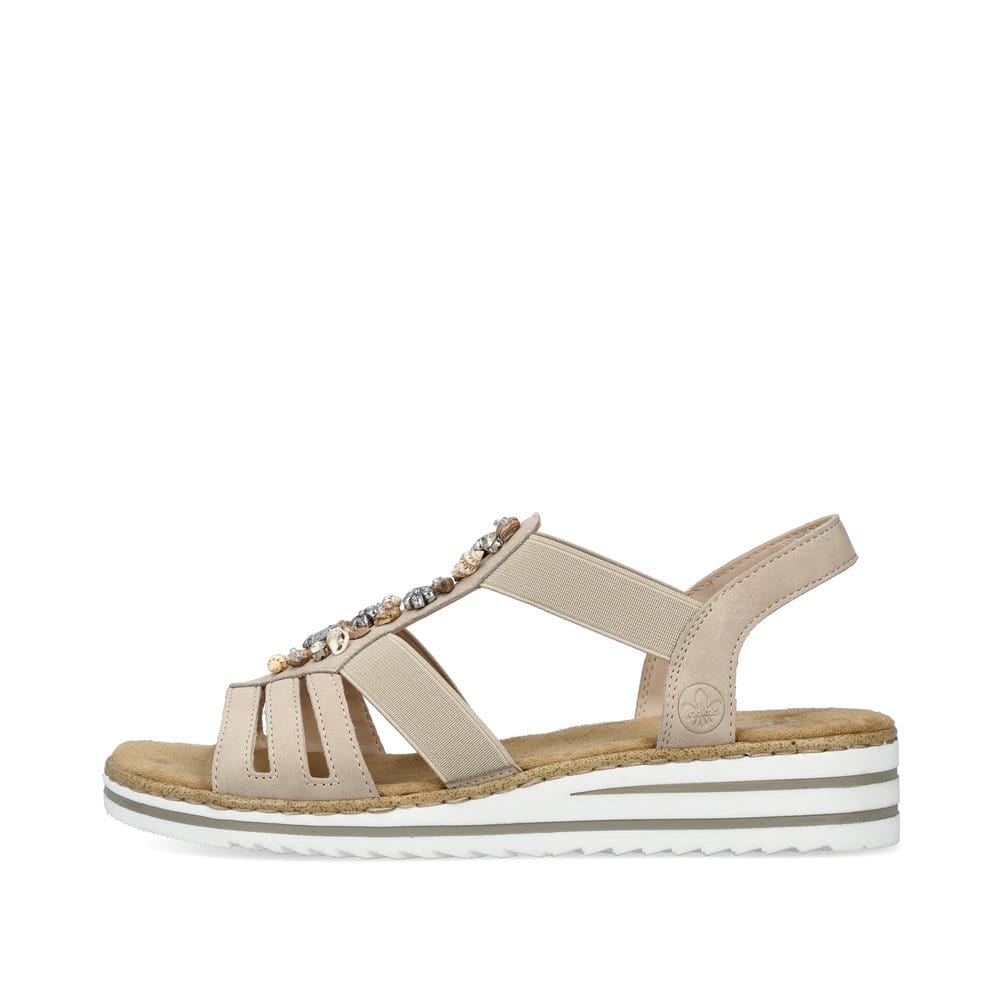 Rieker Damen Keilsandaletten cremebeige