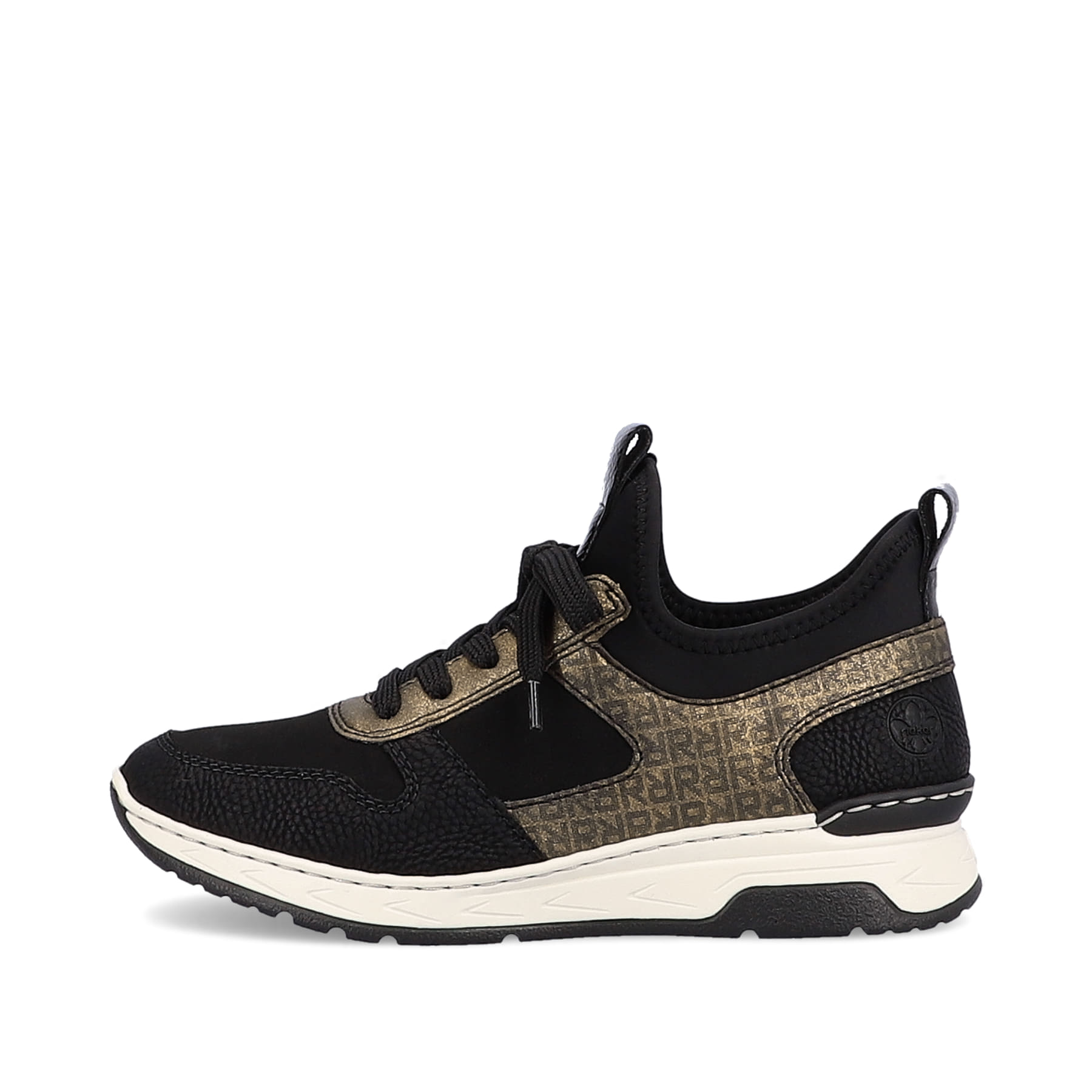 Rieker Damen Slipper tiefschwarz-khaki