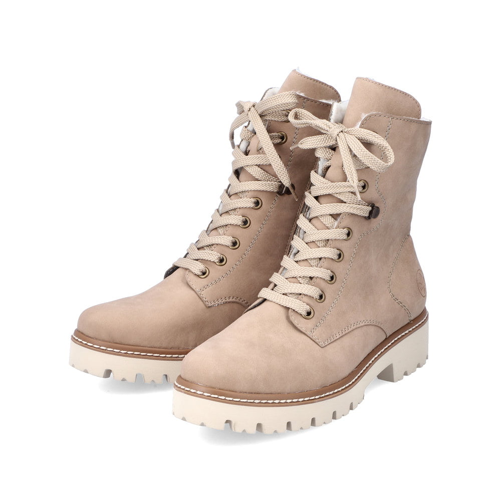 Rieker Damen Schnürstiefel cremebeige