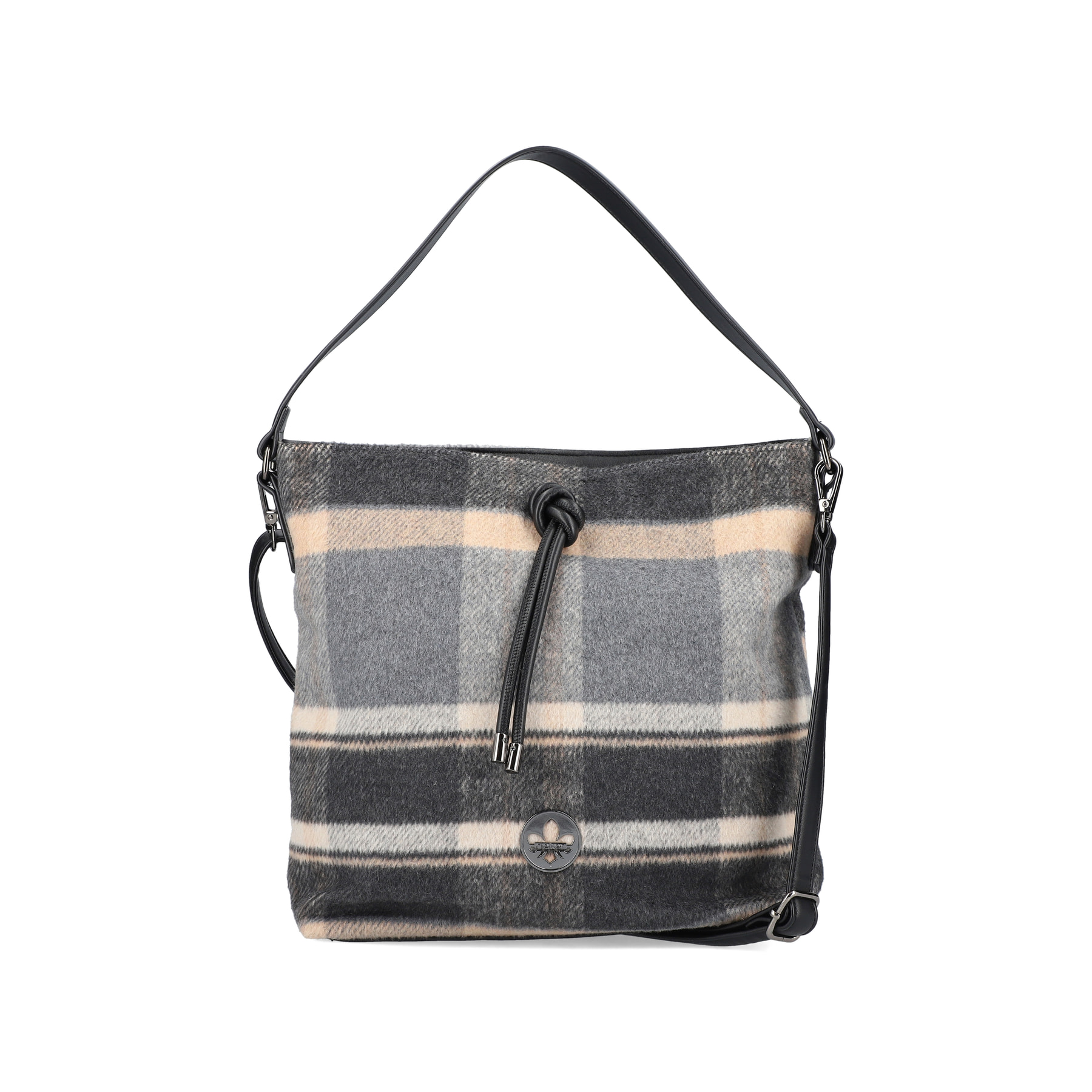 Rieker Damen Handtasche stahlschwarz-beige-karo