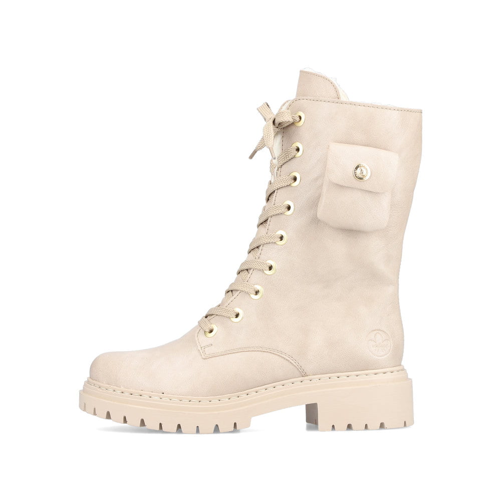 Rieker Damen Biker Boots cremebeige