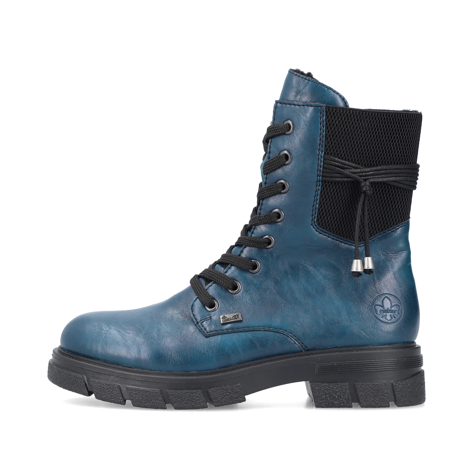 Rieker Damen Biker Boots petrol-schwarz
