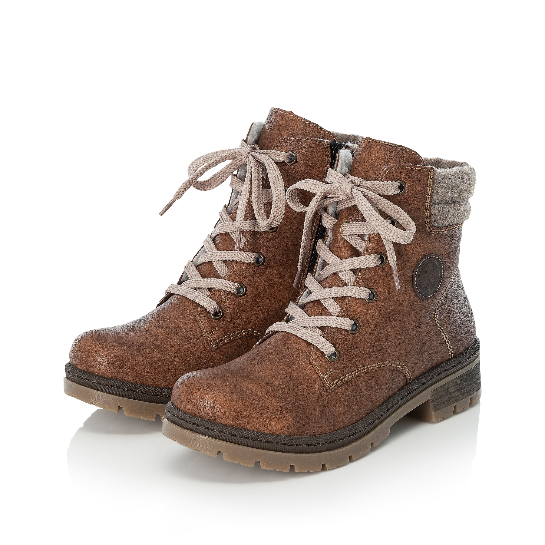 Rieker Damen Schnürstiefel hellbraun