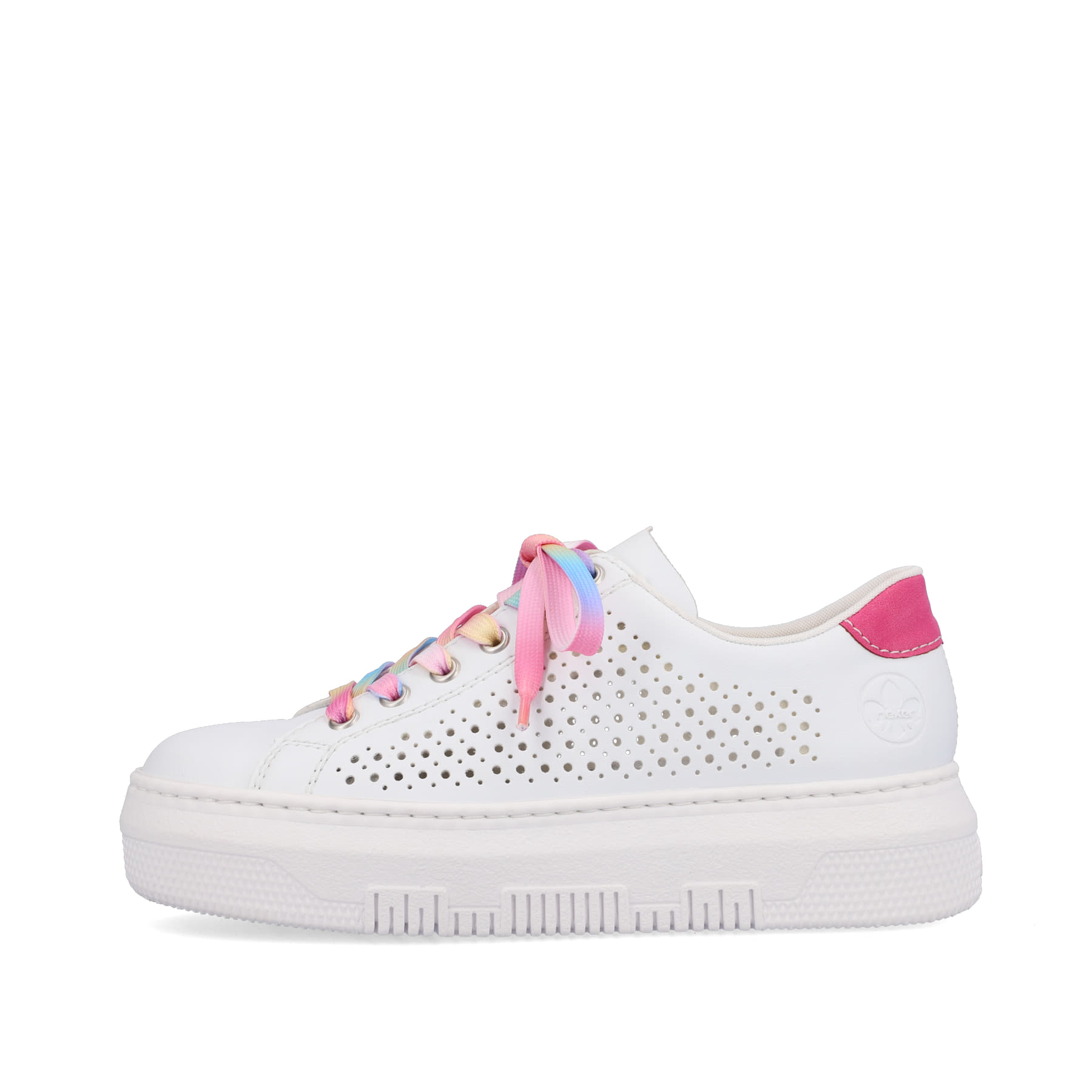 Rieker Damen Sneaker cremeweiß-flamigorosa
