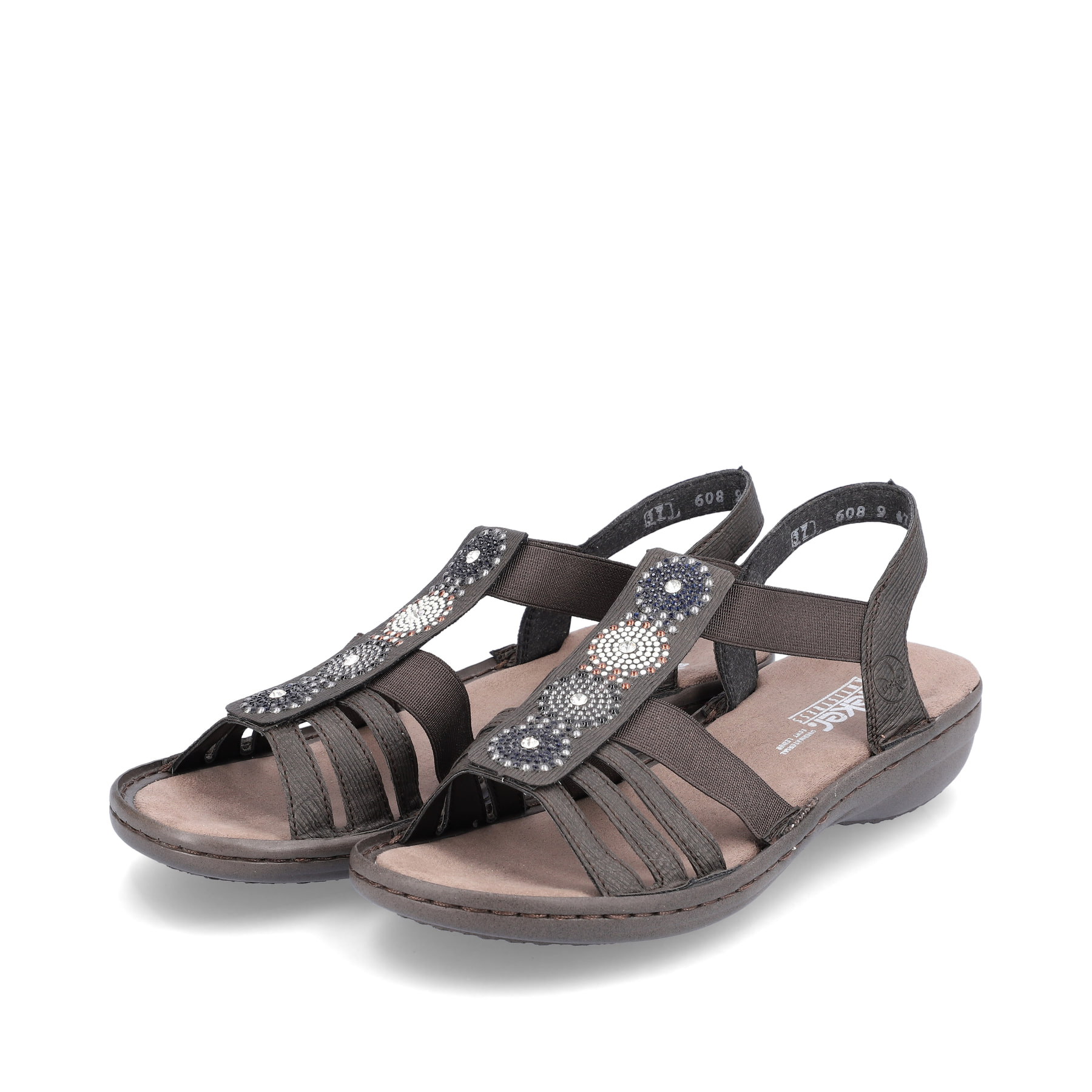 Rieker Damen Riemchensandalen schwarzgrau