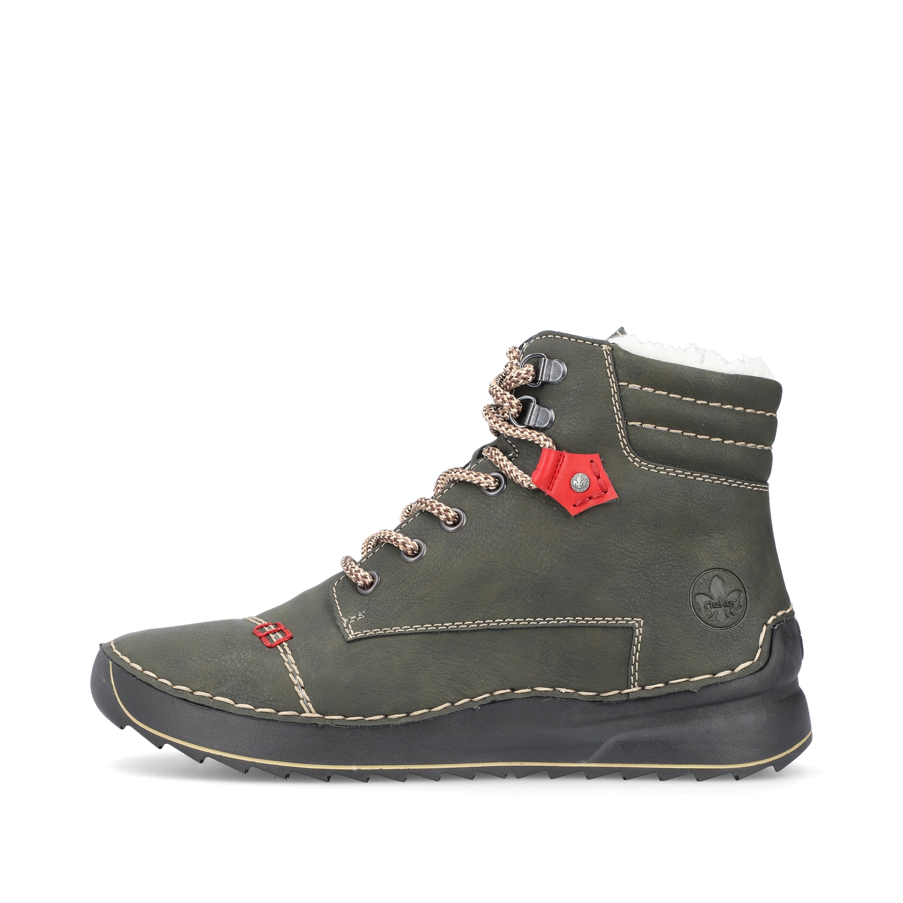 Rieker Damen Schnürstiefel graugrün