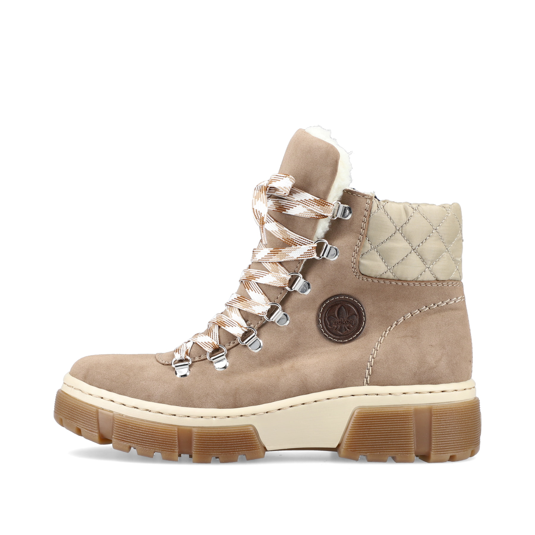 Rieker Damen Schnürstiefel cremebeige
