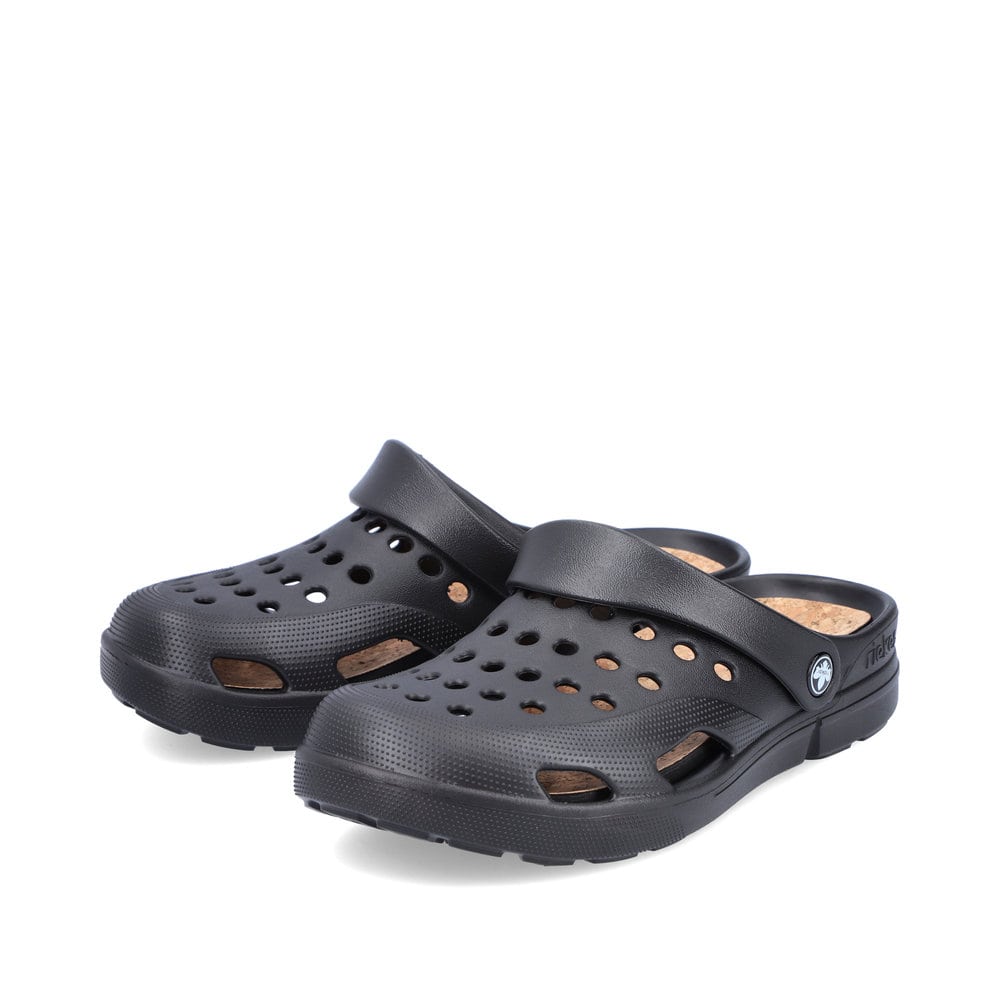 Rieker Herren Clogs glanzschwarz
