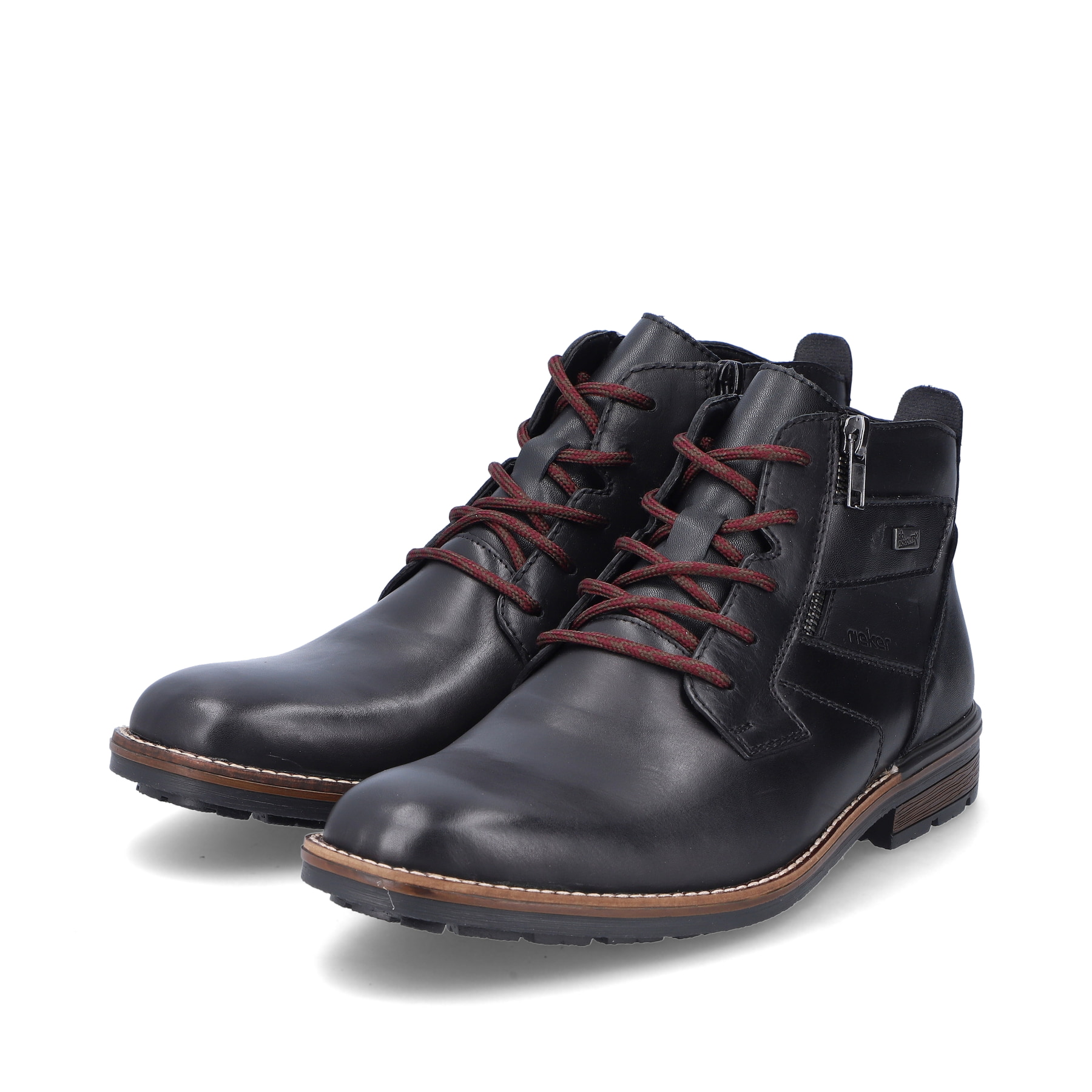 Rieker Herren Schnürstiefel glanzschwarz