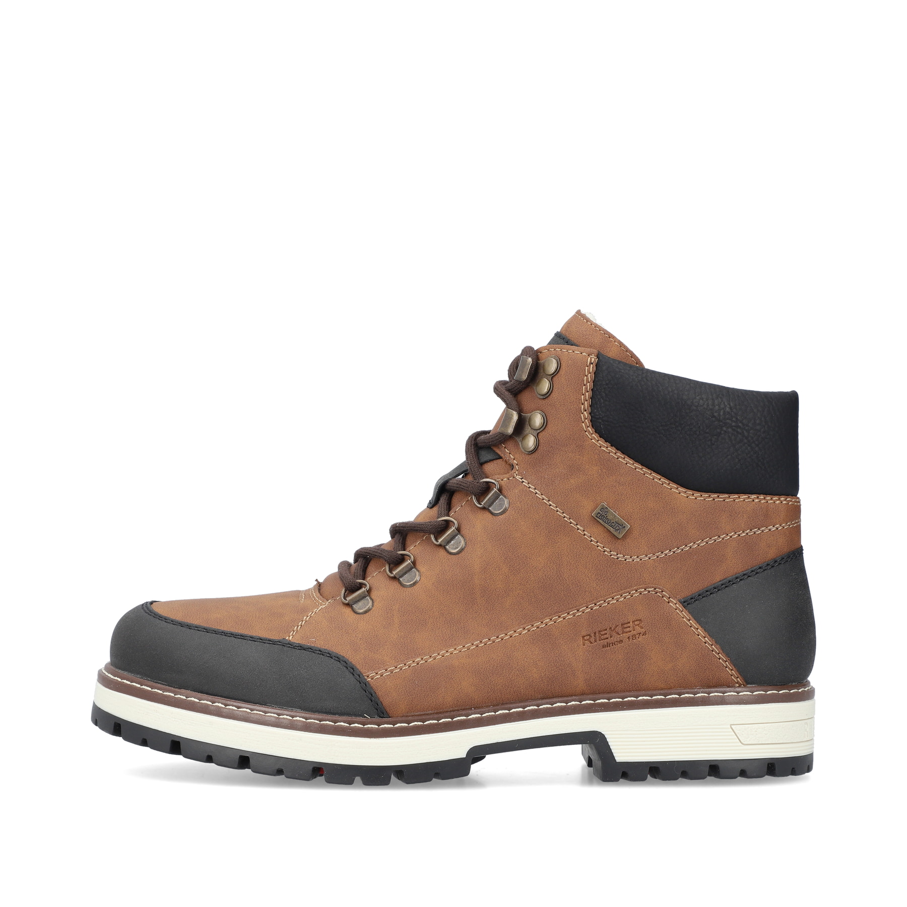 Rieker Herren Schnürstiefel hellbraun-schwarz