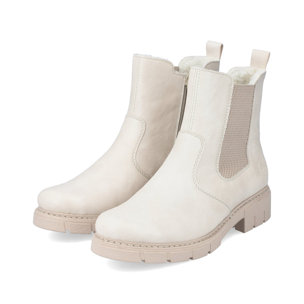 Rieker Damen Chelsea Boots cremeweiß