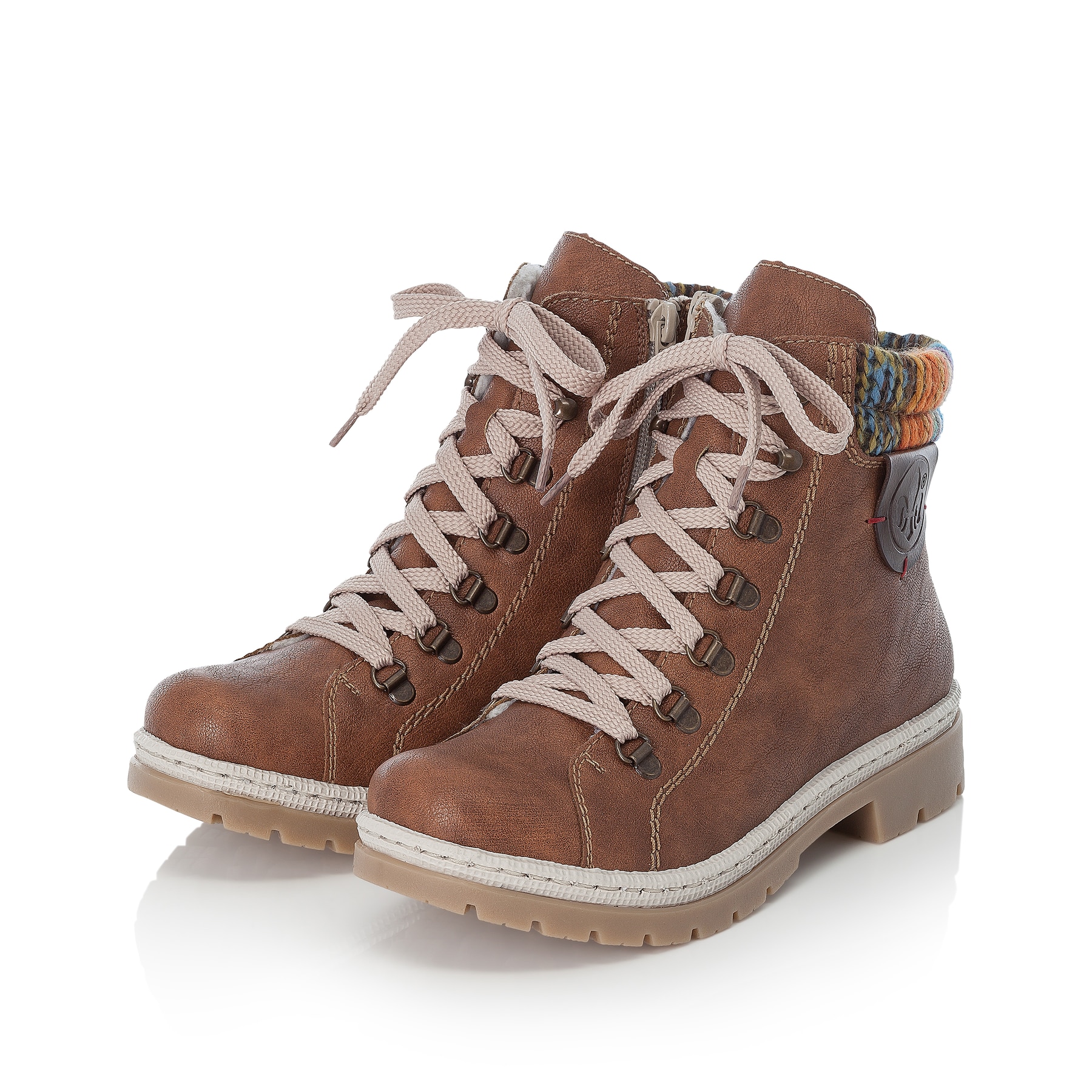 Rieker Damen Schnürstiefel hellbraun