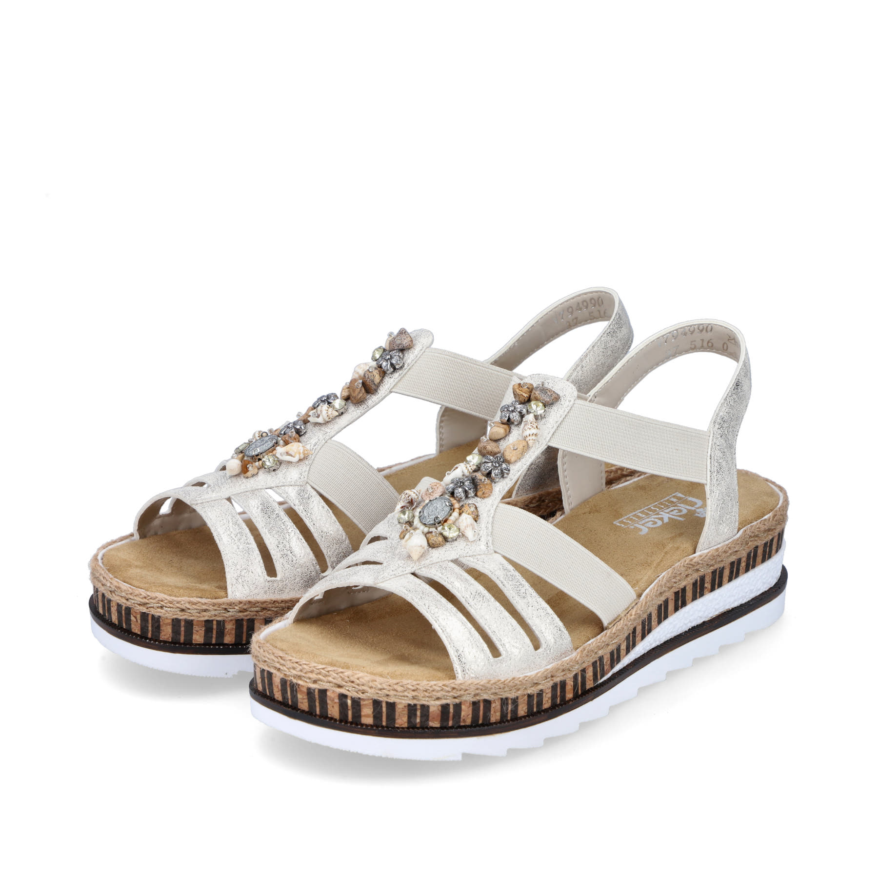 Rieker Damen Keilsandaletten beige-metallic