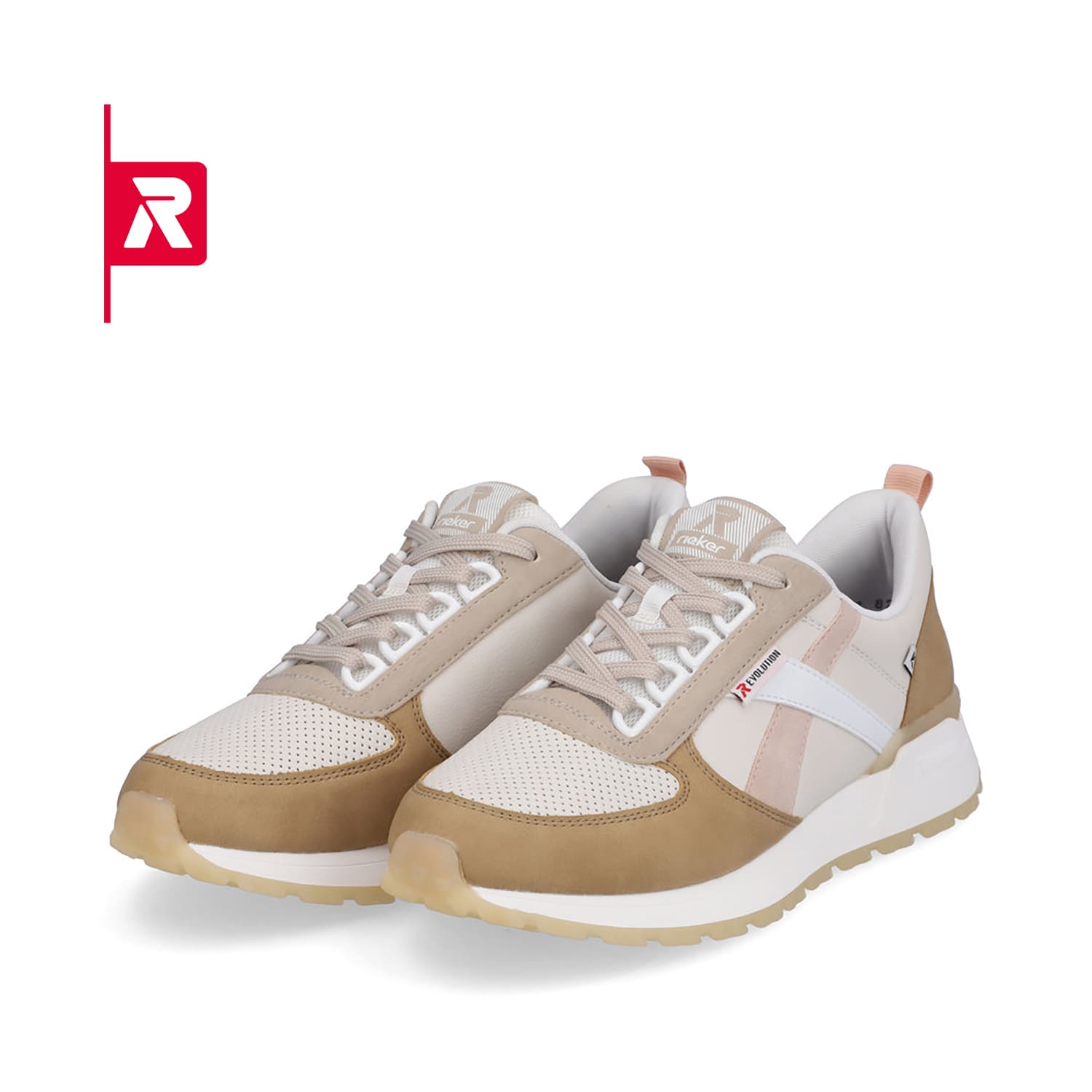 Rieker EVOLUTION Damen Sneaker clay-beige cinnamon white