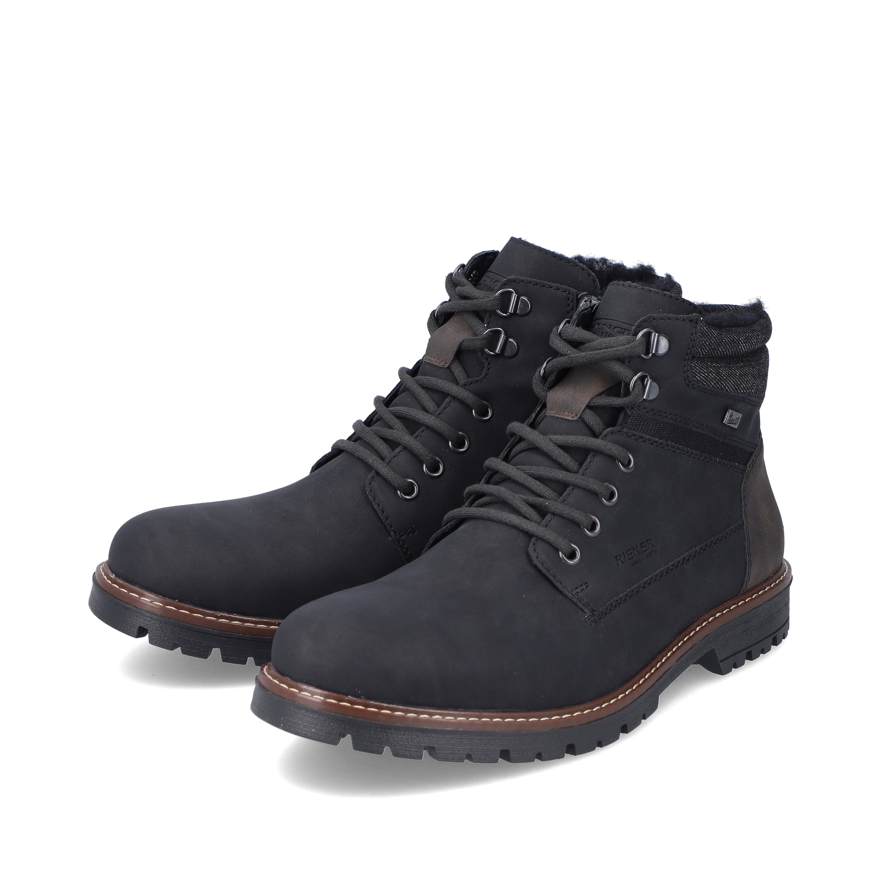 Rieker Herren Schnürstiefel asphaltschwarz