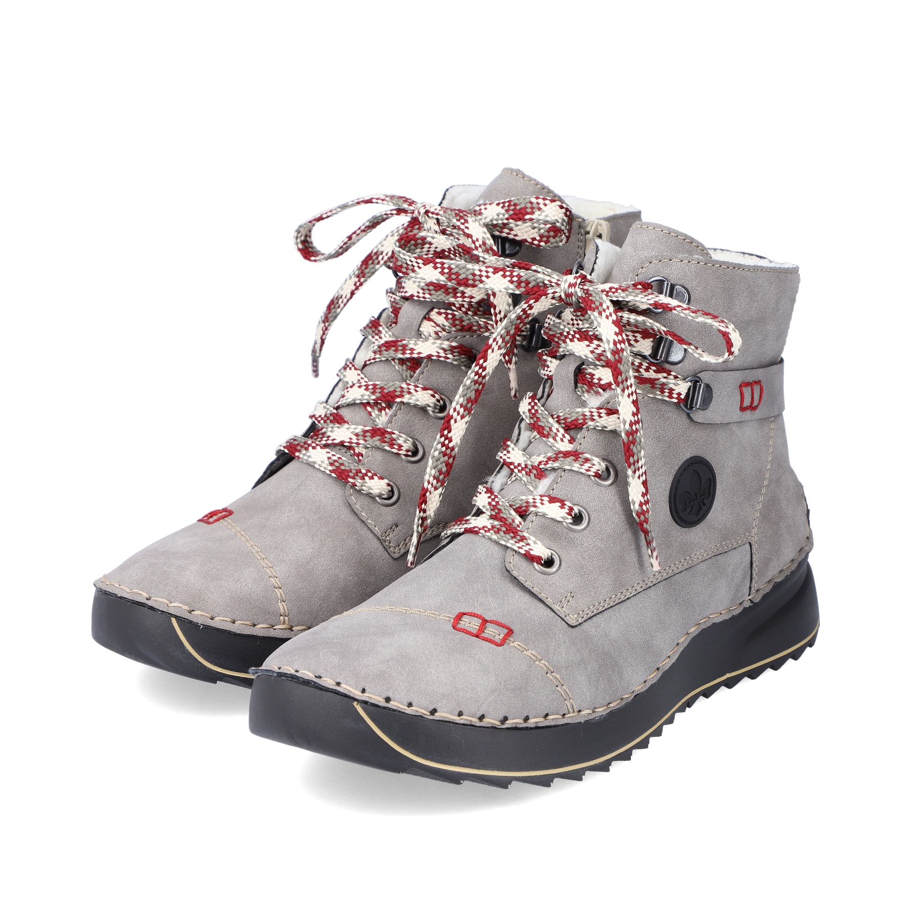 Rieker Damen Schnürstiefel mondgrau